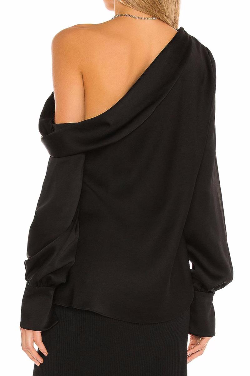 One Shoulder Long Sleeve Loose Fit Blouse