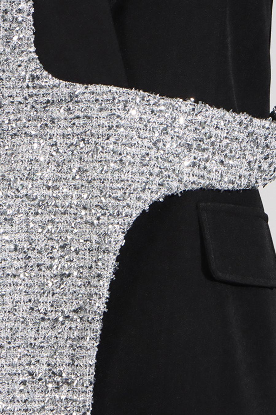 Asymmetrical Sequin Black/Silver Blazer