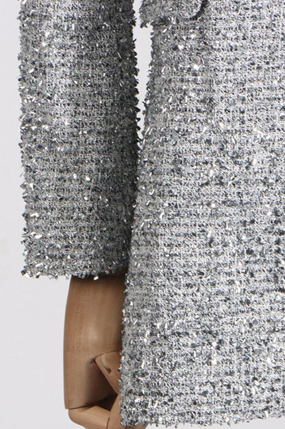 Asymmetrical Sequin Black/Silver Blazer