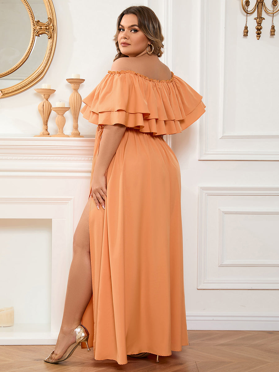 Plus Size Off Shoulder Slit Maxi Dress