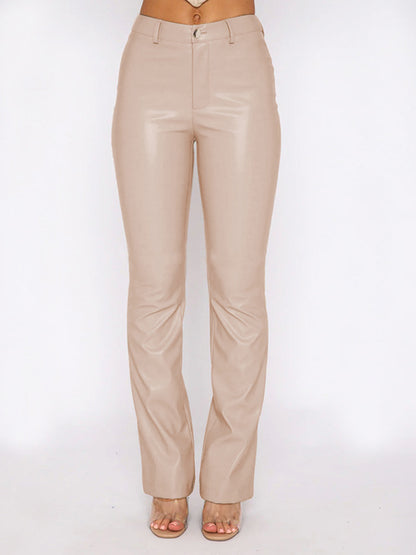 PU Leather High Waist Straight Pants