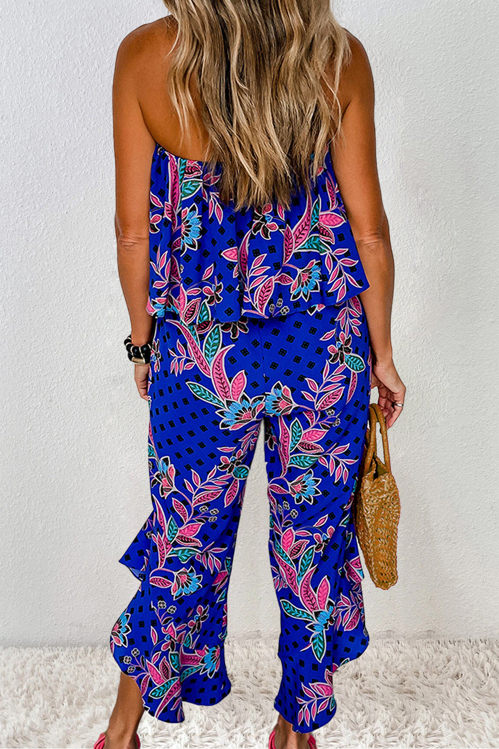 Floral Print Tube Jumpsuit