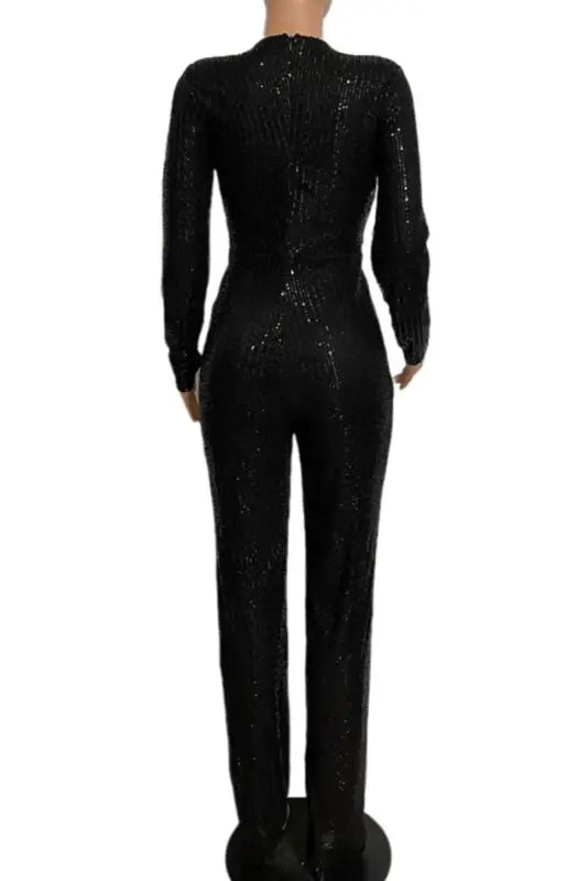 For Keeps Sequin Decor V-Neck Jumpsuit (S-2XL) - Jumpsuits