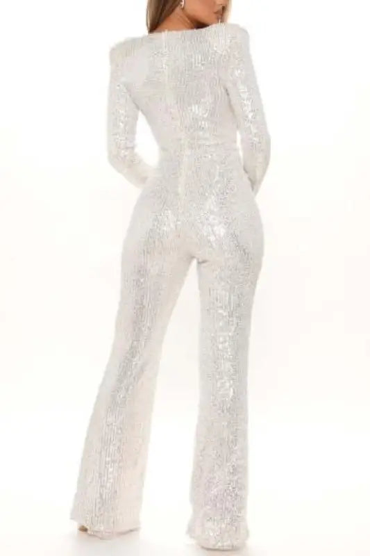 For Keeps Sequin Decor V-Neck Jumpsuit (S-2XL) - Jumpsuits