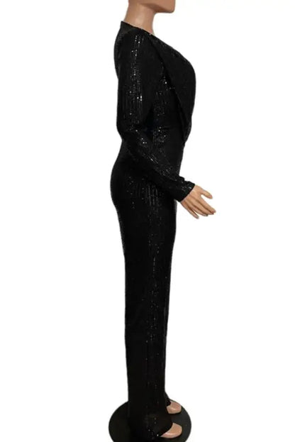 For Keeps Sequin Decor V-Neck Jumpsuit (S-2XL) - Jumpsuits