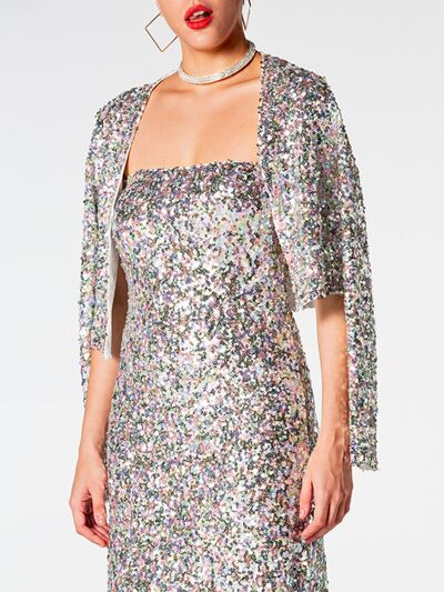 Sequin Cardigan Midi Dress Set