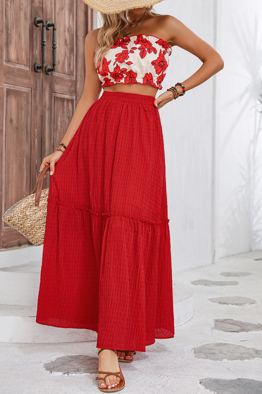 Floral Tube Top Maxi Skirt Set