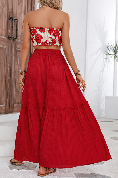 Floral Tube Top Maxi Skirt Set