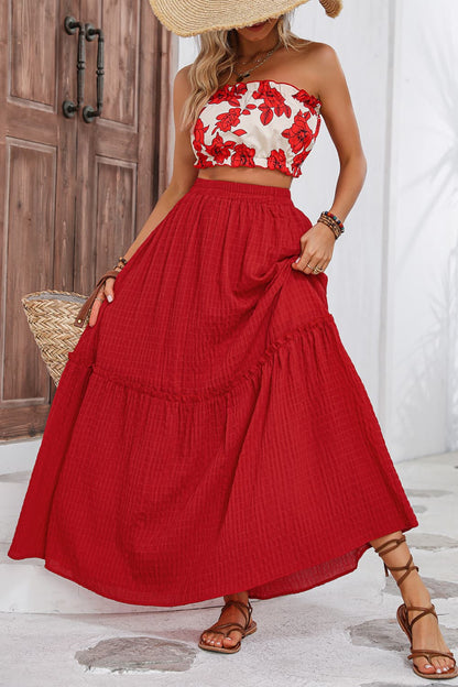 Floral Tube Top Maxi Skirt Set